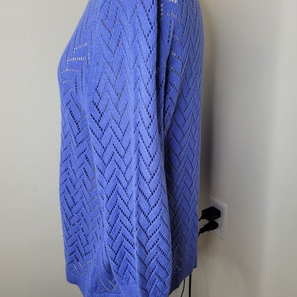 Talbots Chevron Open Knit Sweater XLp blue pullover soft Office Siren Sexy - Picture 5 of 5